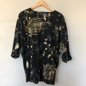 Vintage Bonnie Boerer + Company Black and Gold Bat Wing Shirt